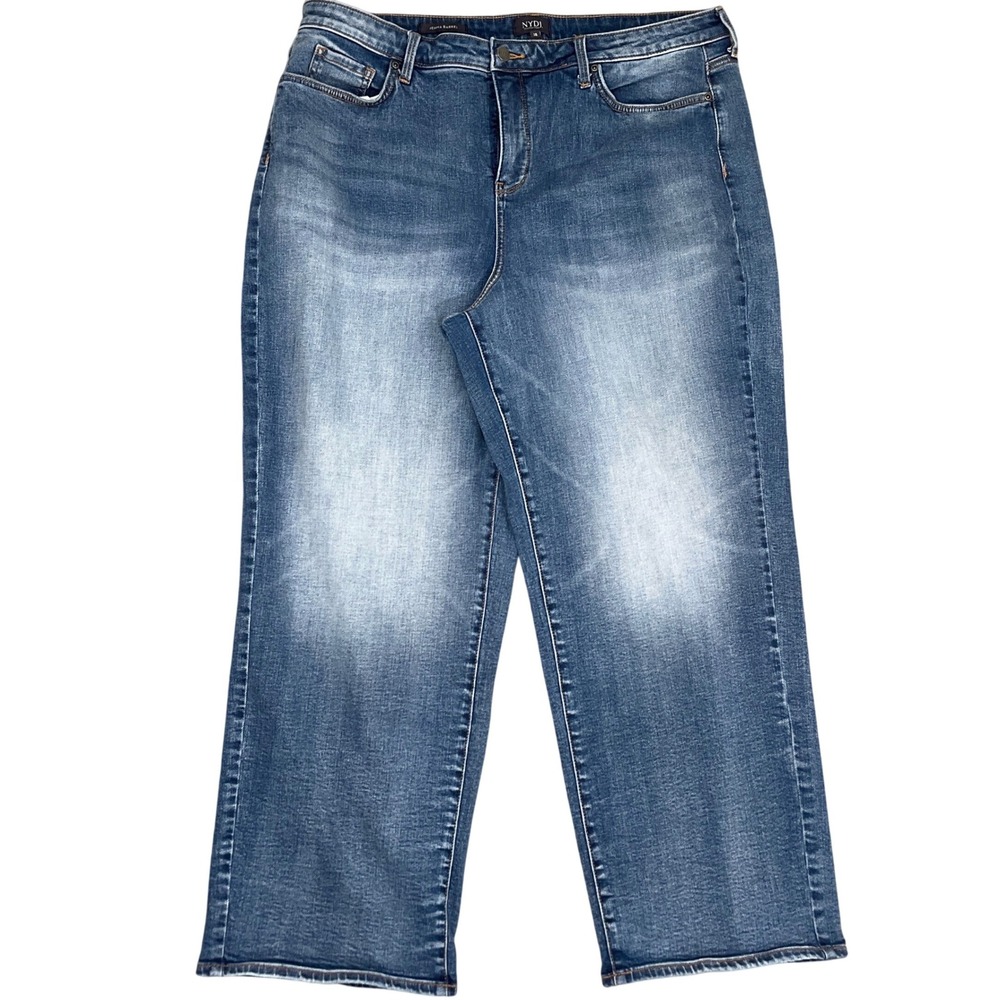 NYDJ Jemma Barrel Jeans Womens 18 Faded Blue Lift Tuck High Rise Taper Everyday‎
